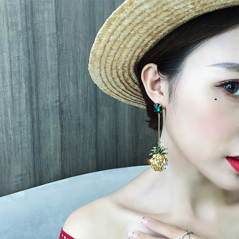 Новые серьги в виде ананаса со стразами модные стиле бохо с кристаллами висячие