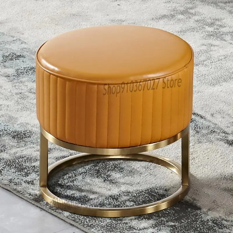 Роскошный кожаный табурет светильник смены обуви милый домашний низкий стул