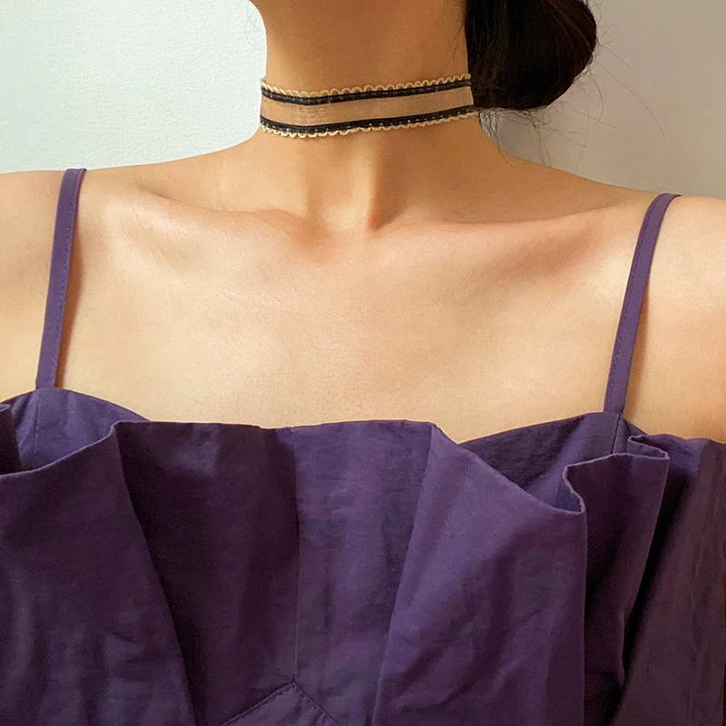 

Модные женские кружевные ожерелья-Чокеры Vogallery, летнее сексуальное Клубное короткое ожерелье, черно-белый чокер, новые ювелирные аксессуар...