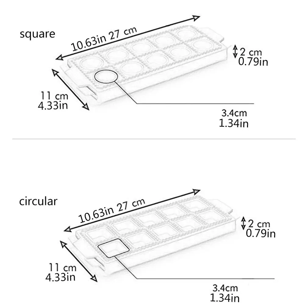 

10-Hole Plastic Ravioli/Pierogi/Dumpling Maker Wrapper Empanada Press Mold Dough Cutter Pie Ravioli Dumpling Mould