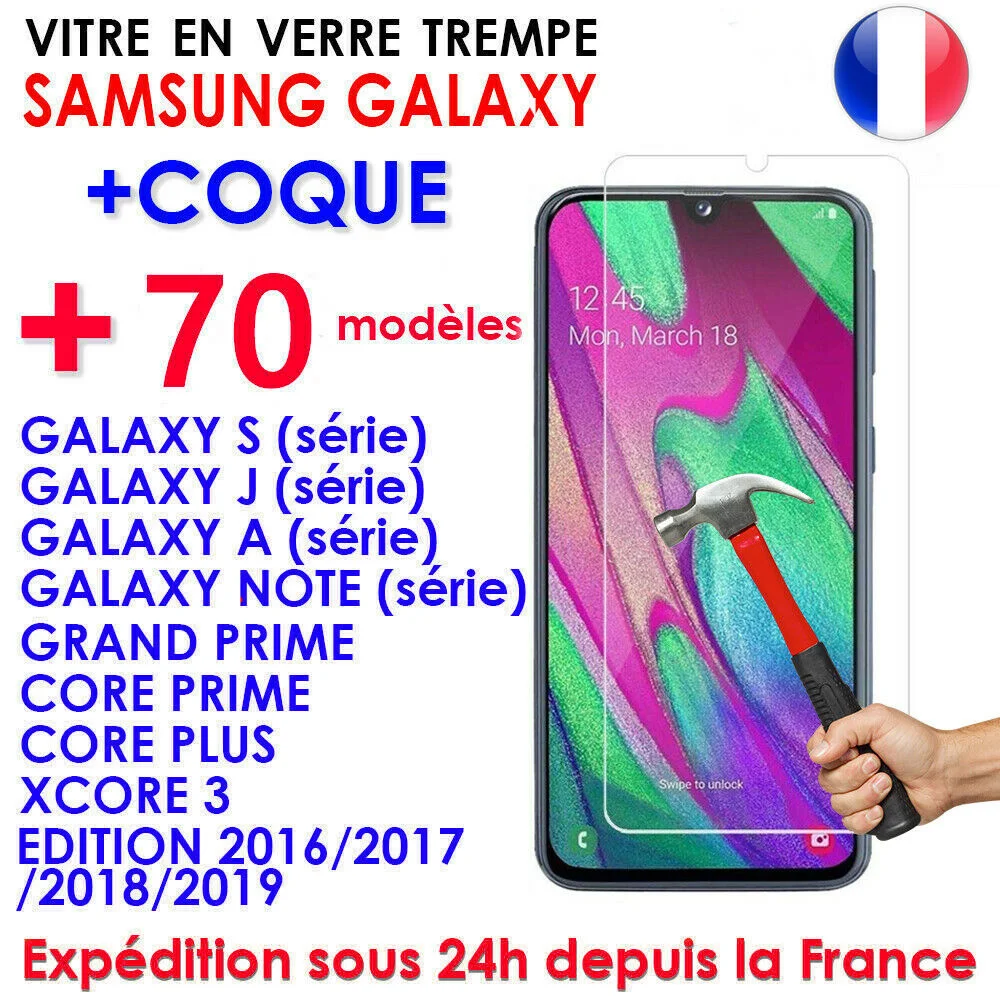 

ETUI COQUE + FILM VERRE TREMP CRAN FOR SAMSUNG A40/A50/A10/A20/S10/S9/S8/S7/A6/A8