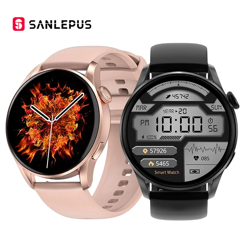 

2022 NEW SANLEPUS 1.36-inch Smart Watch 390*390 HD Screen Women Men Smartwatch Wireless Charging GT For Android Huawei Apple