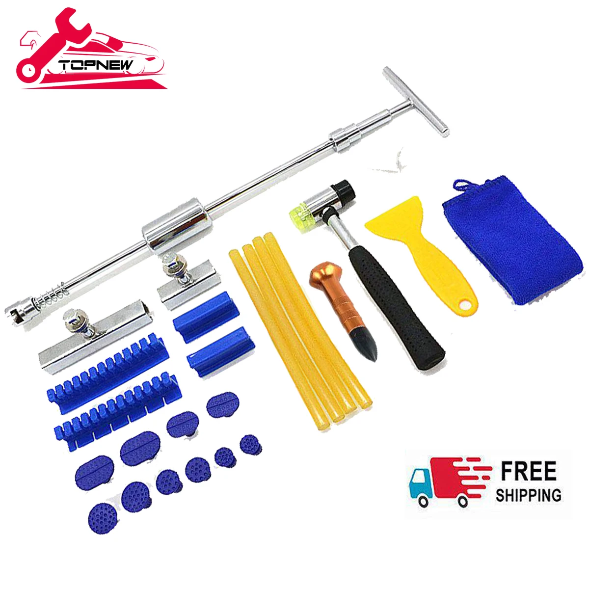 Auto Paintless Dent Repair Tool with 38cm Slide Hammer T Bar Dent Puller for Car Body Hail Dent Removal Car Repair Tools