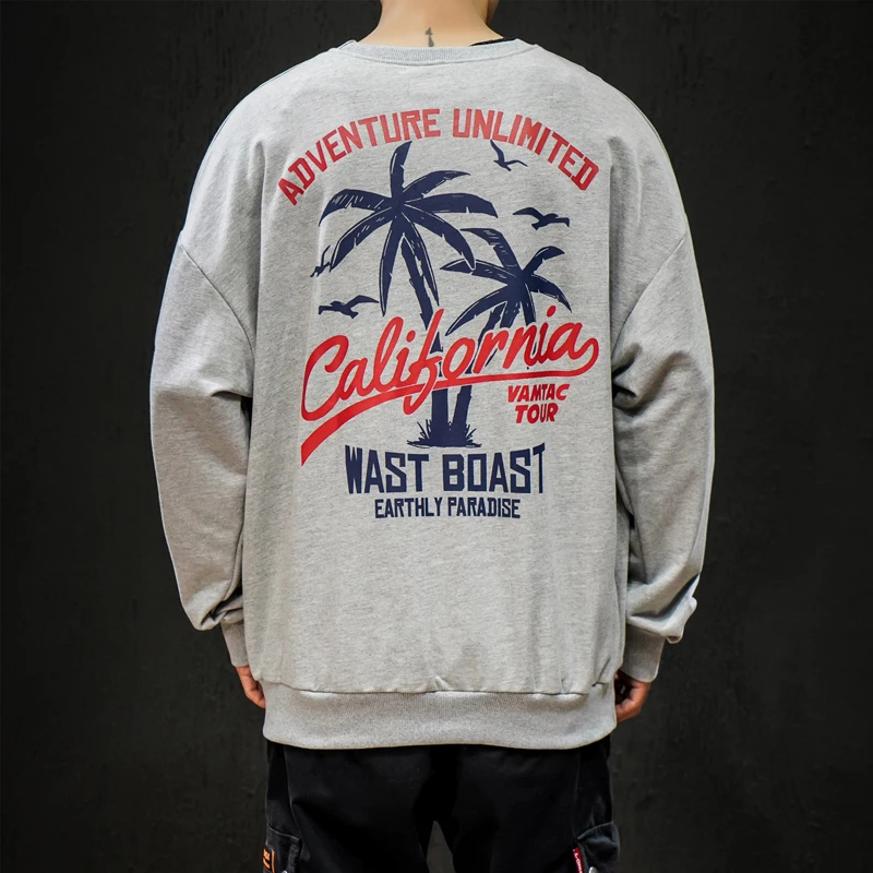

Sweatshirt Men Vacation Print Hoodies Coconut Tree Sweatshirt Design Brand Clothing
