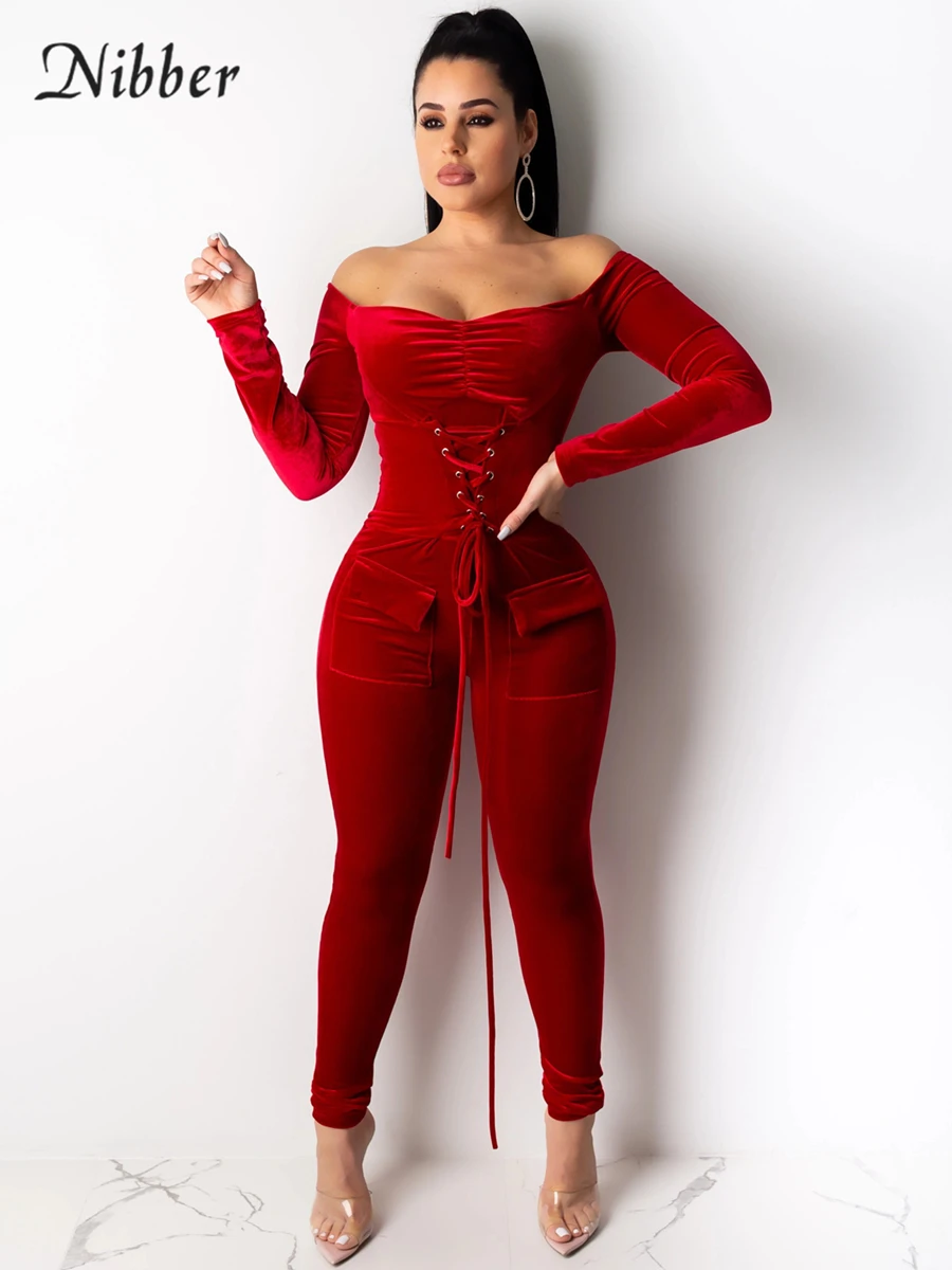 Однотонный Модный облегающий комбинезон Nibber в стиле High Street фланелевая ткань для