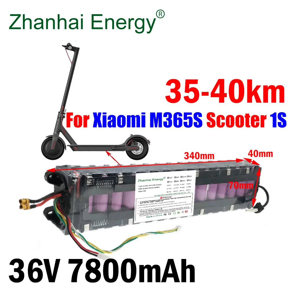 

Zhanhai Energy - 36 в 7800 мАч, для M365S Xiaomi Mijia 1S/Pro Electric Scooter,18650, перезаряжаемый литиевый аккумулятор, BMS.