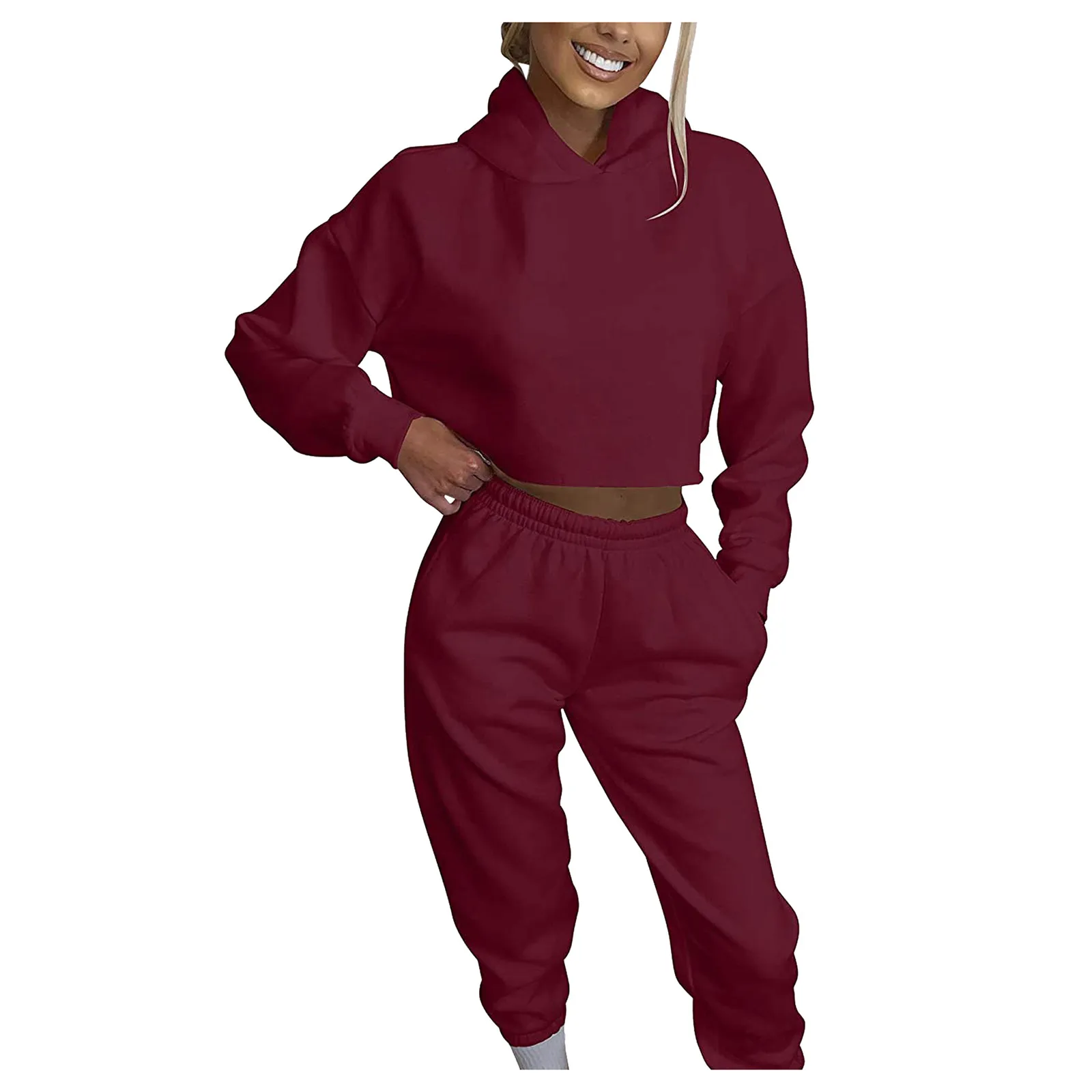 

Women's 2 Piece Set Hoodies Tracksuit Outfits Causal Hoodie Sweatshirt and Long Pants Jogger Tracksuit Sportswear Female #40
