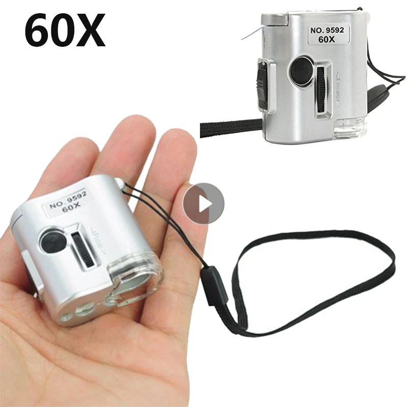Мини-лупа со светодиодсветильник кой портативное 60X ручное фотографическое