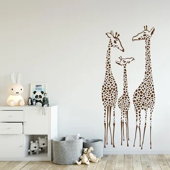 Set of 3 Nursery Giraffes Vinyl Wall Decal  Giraffe Family Wall Sticker  Safari Home Decoration Accessories for Baby Room C011