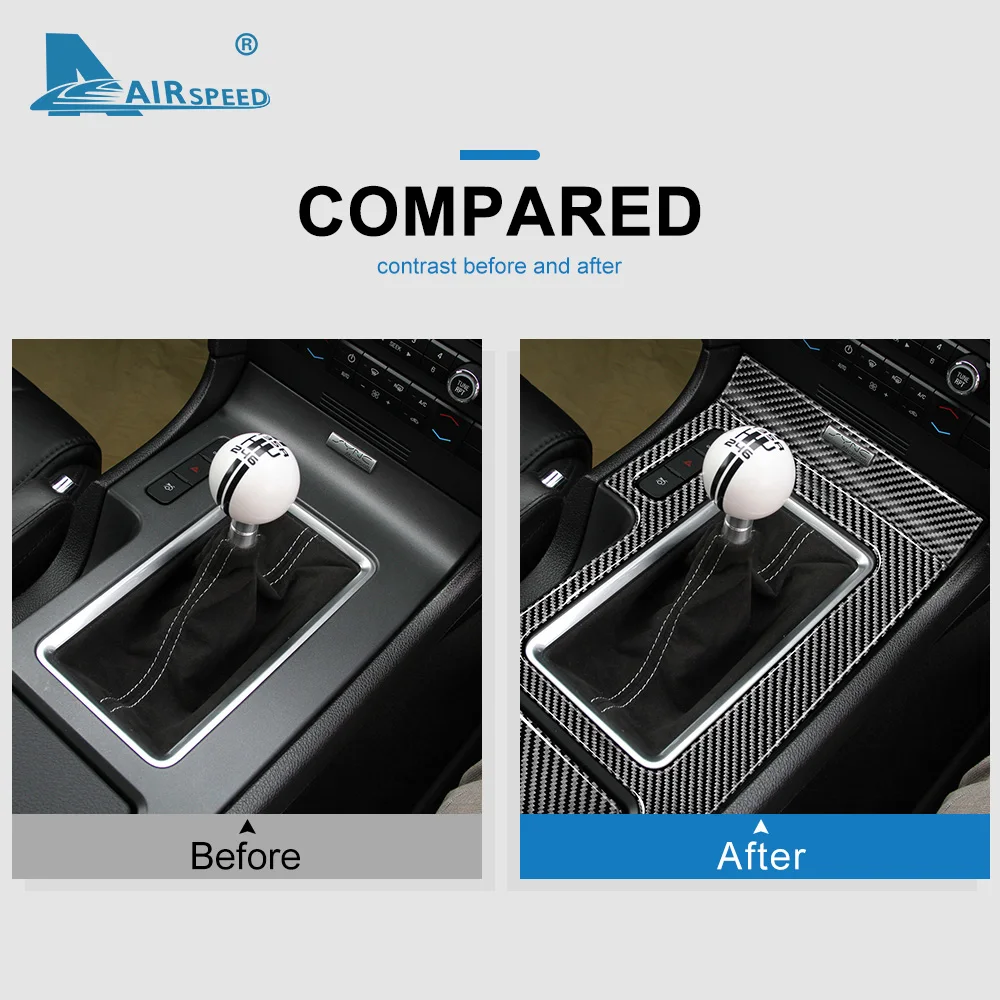 

AIRSPEED for Ford Mustang 2009-2013 Accessories for Ford Mustang Carbon Fiber Interior Trim Car Gear Shift Panel Cover Sticker