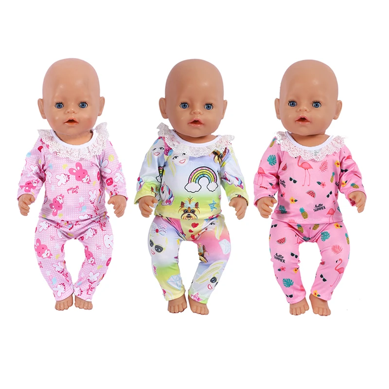 

Baby Doll Clothes 18 Inch Flamingo Alpaca Frog Suit American 43 cm Reborn Outfits New Born Doll Accessories DIY Gift`s Toy zapf