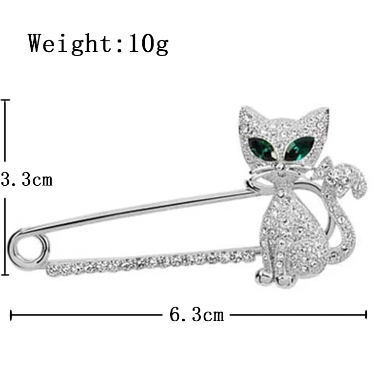 Зеленый цирконовый глаз Kitty шпильки значок серебряная брошь для женщин Выпускной