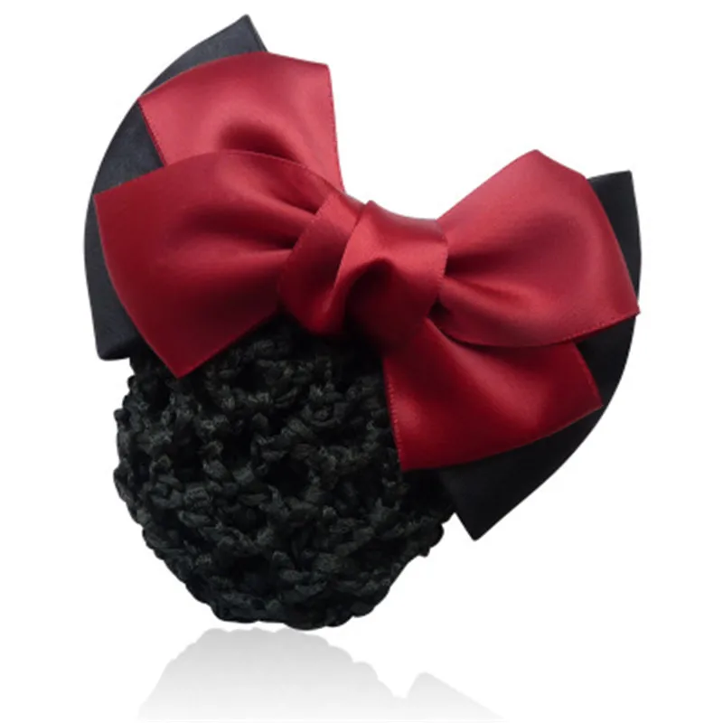 Popular Bow Barrette Hair Clip Net Cover Bowknot Bun Snood Hairpin Hairgrips Ornaments Accessories For Woman Girl |
