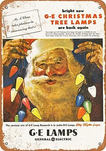 

1945 Ge Christmas Tree Lamps - Rusty Look Metal Sign Aluminum Metal Sign 12x16 INCHES