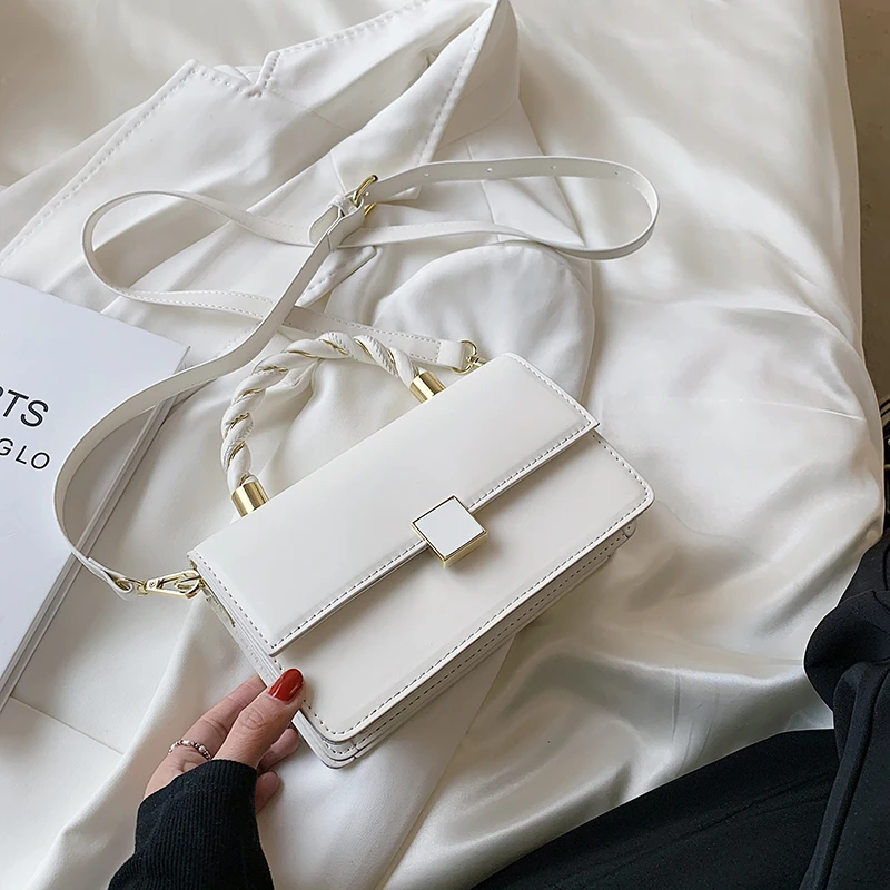 

Сумка кросс-боди Женская из экокожи, роскошный трендовый саквояж на плечо с ручками на ремешке, простой чемоданчик, белый цвет, 2021
