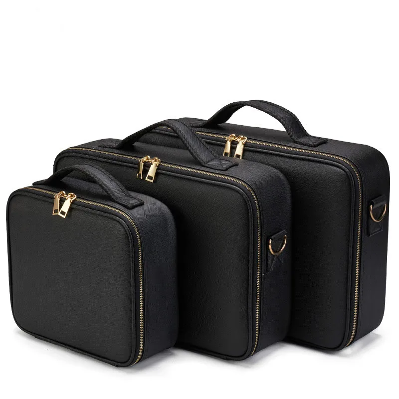 

Женская дорожная косметичка из искусственной кожи, профессиональный органайзер для хранения косметики, чехол для косметики, чехол для косм...