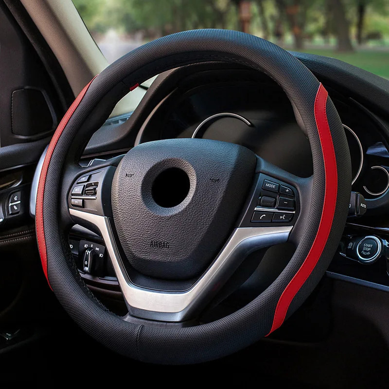 

Car Steering Wheel Cover Set Wear-resistant Handle Covers Punching Sweat-absorbing Car Accessories Interior Decoration
