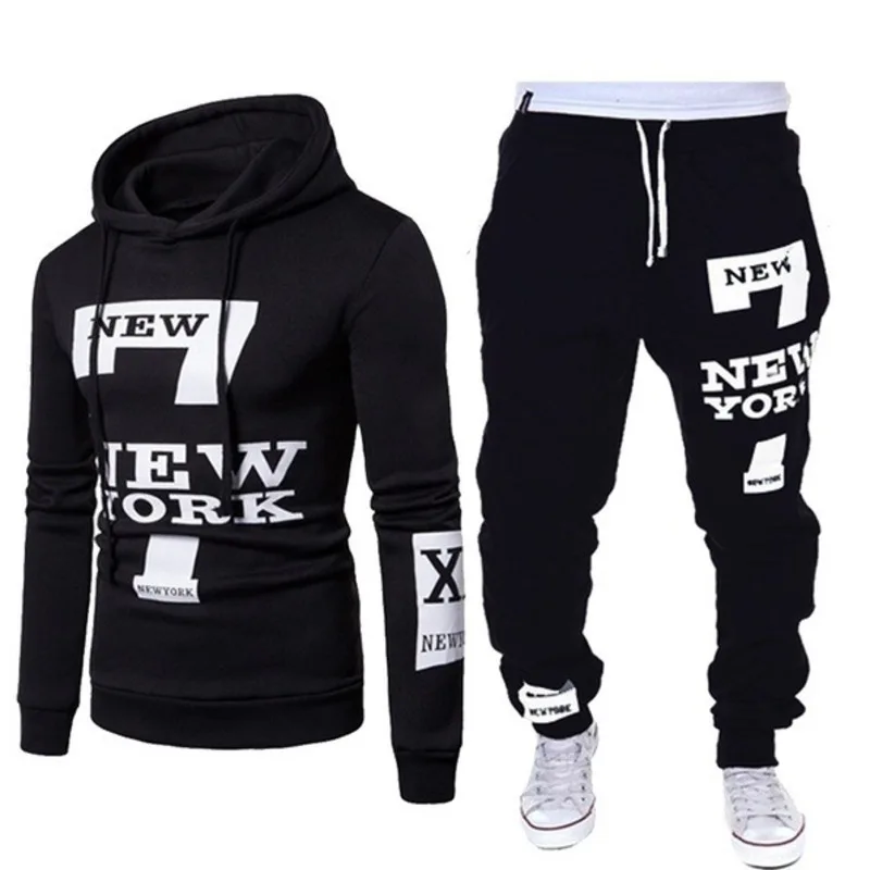 

Zogaa Tracksuit Men's Casual Suit Autumn Men's Hooded Sweatshirt+Joggers 2 Pieces of Set Letter Printed Zipper Jacket Sweatsuit