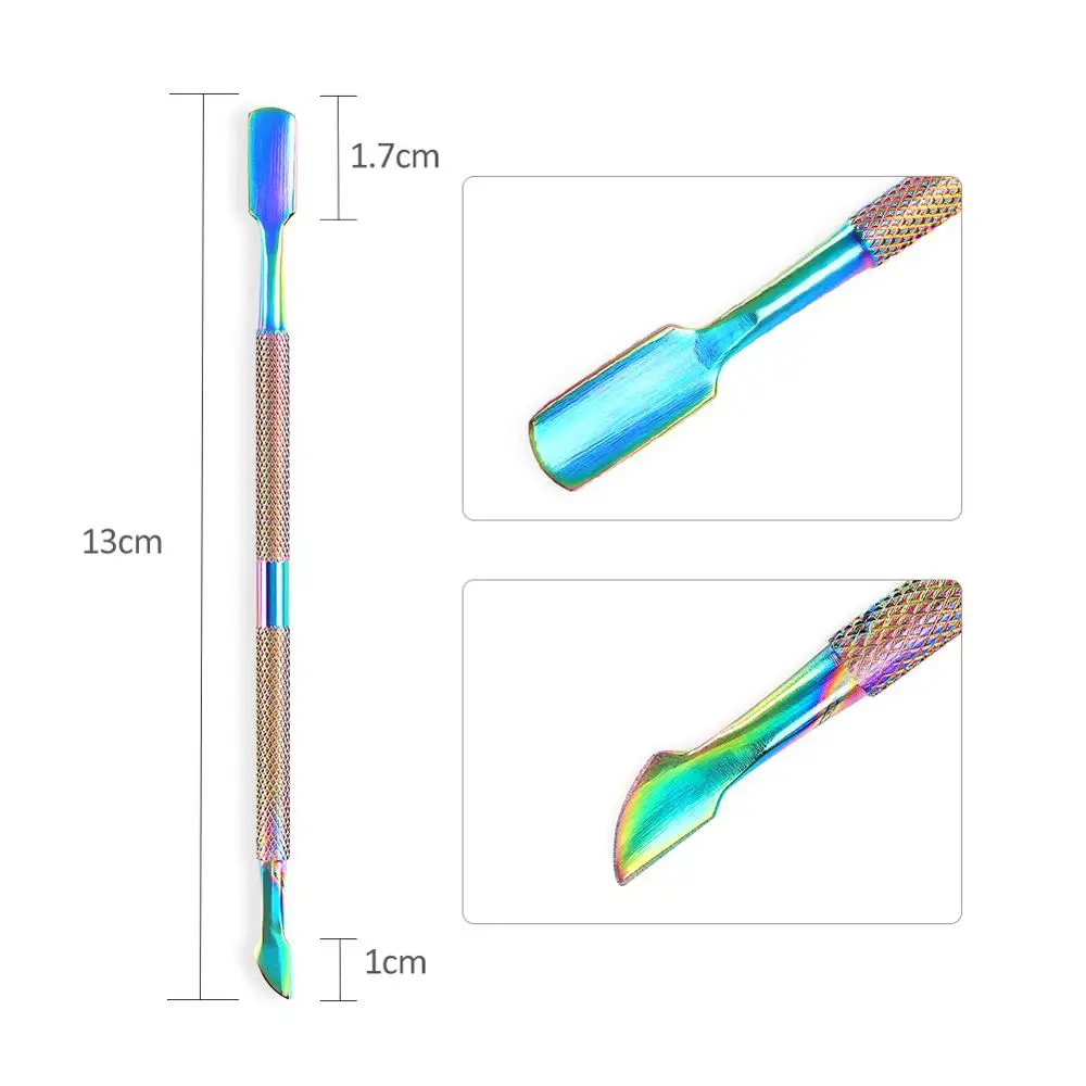 1 шт. кутикулы толкатель палочки для дизайна ногтей удаления стальная