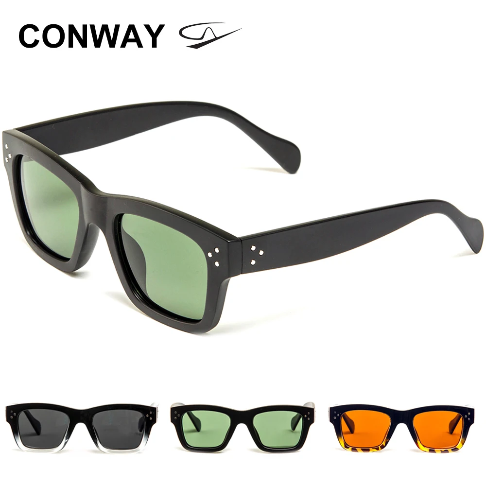 Большие поляризованные солнцезащитные очки CONWAY с УФ-блоком, большие квадратные солнцезащитные очки для женщин, большие солнцезащитные очки с широкой оправой - Цвет линз: Black