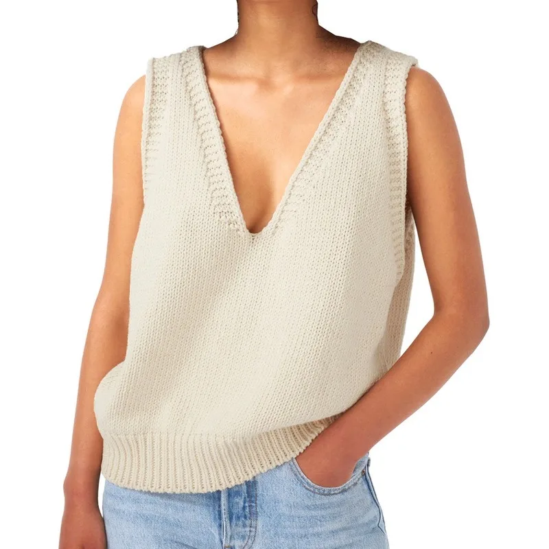 

Sweater Vest Women V-neck Solid Slim All-match Casual Korean Style Teens Chic Fashion Autumn Winter Sleeveless Sweaters 2021 New