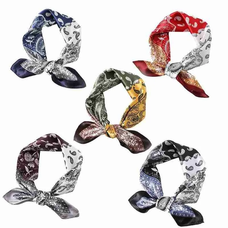 

1pcs Square Scarf Women Multifunction Polyester Silk Scarf Retro Cashew Printed Satin Small Square Wraps Scarves Shawl