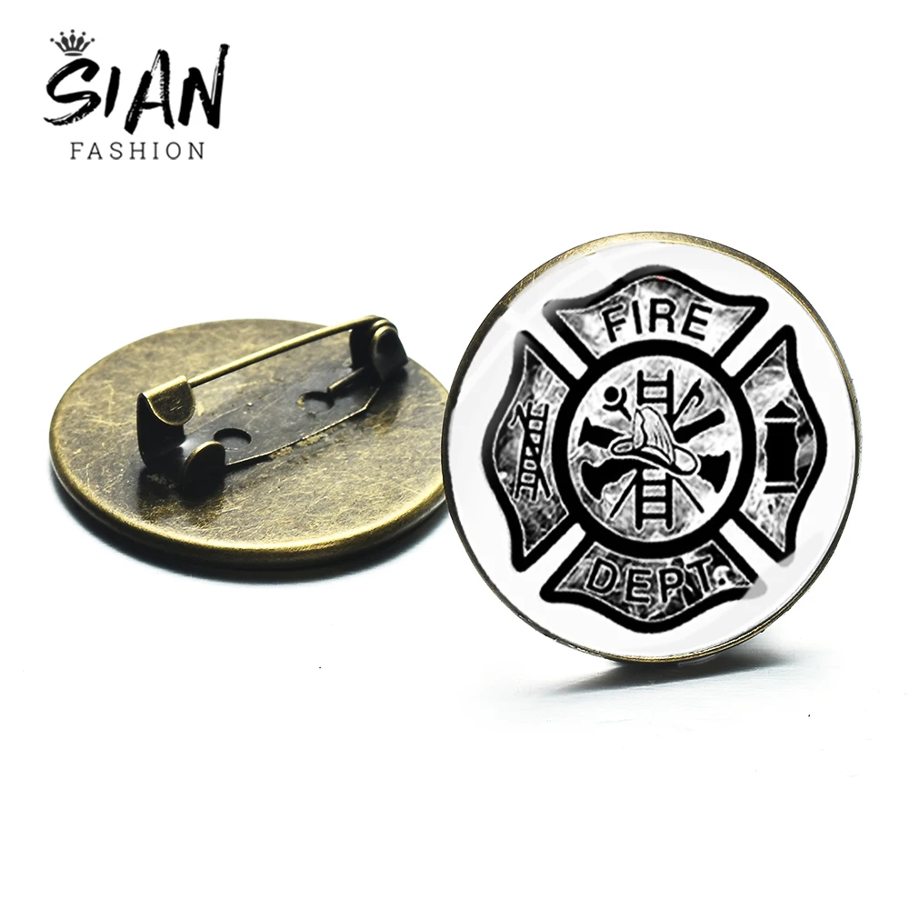 Азиатских пожарный символ значки брошь ручной работы пожарные узор стеклянная