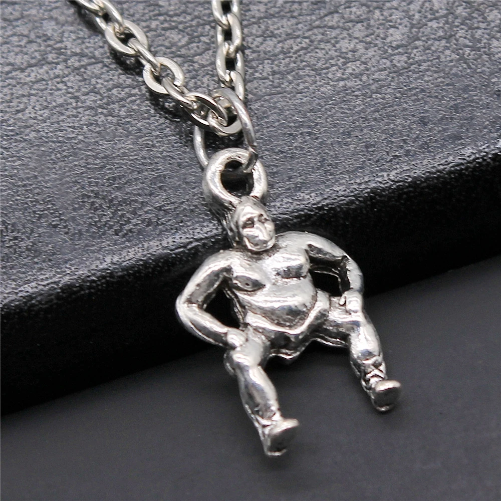 Модное античное серебряное ожерелье 13x20 мм с подвеской в виде спортивного сумо