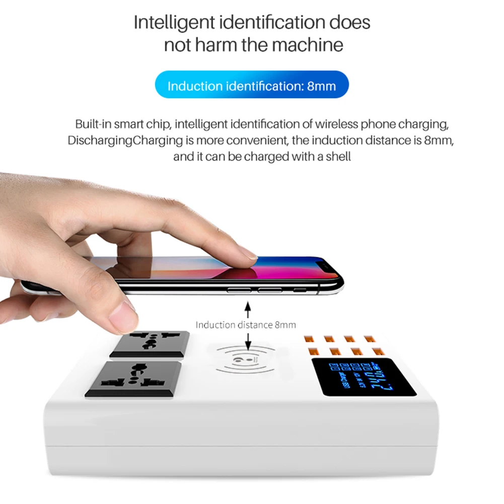 Быстрое зарядное устройство USB 40 Вт 8 портов светодиодный дисплей быстрая зарядка