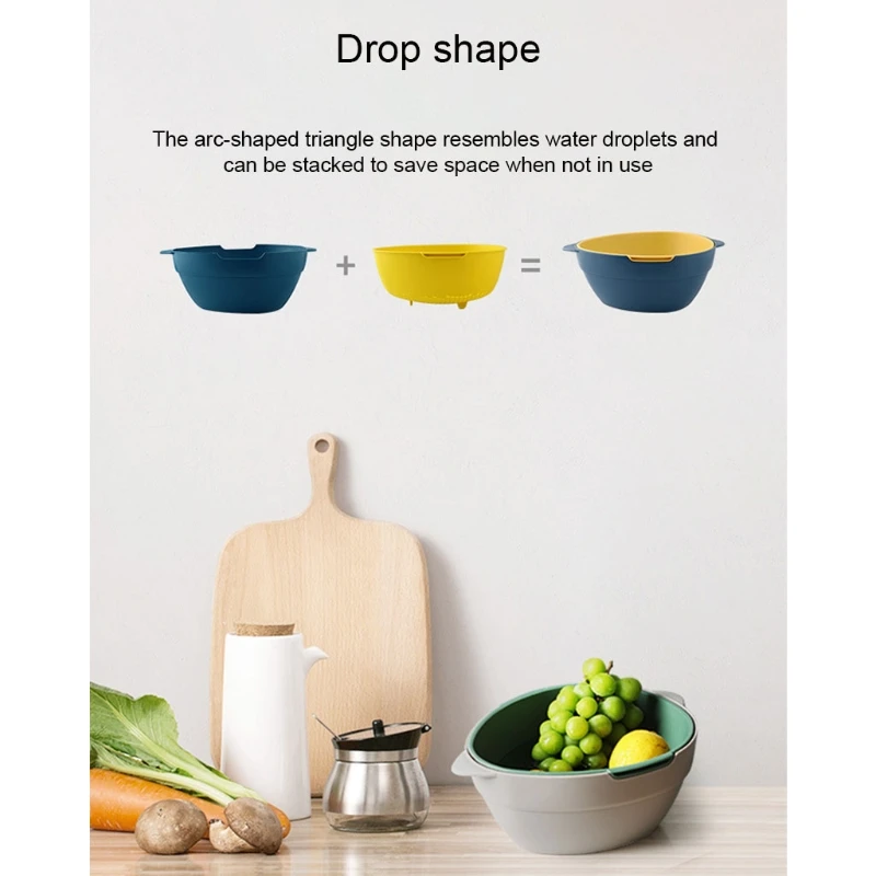 

Kitchen Strainer Colander Double Layer Washing Bowl Fruits Drain Baskin Basket G2AA