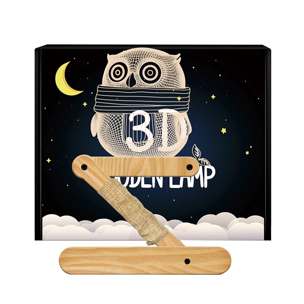 3D мультфильм ночной Светильник стол номер прикроватный светильник деревянные