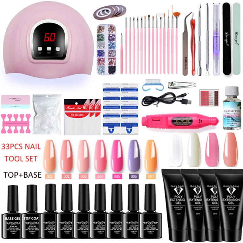 

Gel Nail Polish Manicure Set UV LED Lamp Dryer Nail Gel Polish Kit Soak Off Base Top Coat Electric Nail Drill Nail Art Tool