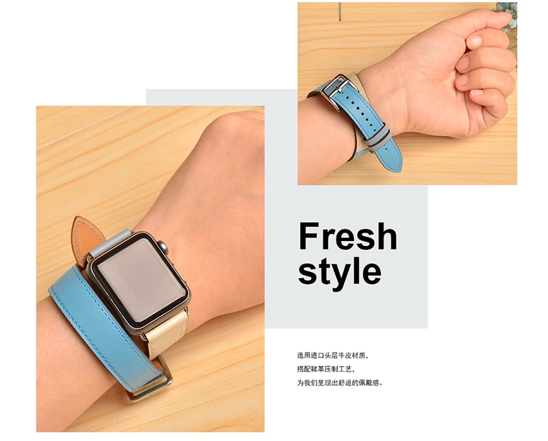 Kebitt натуральная кожа двойной тур полосы для apple watch серии 5 4 3 2 1 iwatch ремешок 38 40 мм 42 44 мм ремень для мужчин и женщин