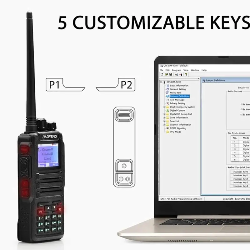 Baofeng 5 Вт DMR DM-1701 Аналоговый Цифровой двухрежимный двухдиапазонный радиоприемник |