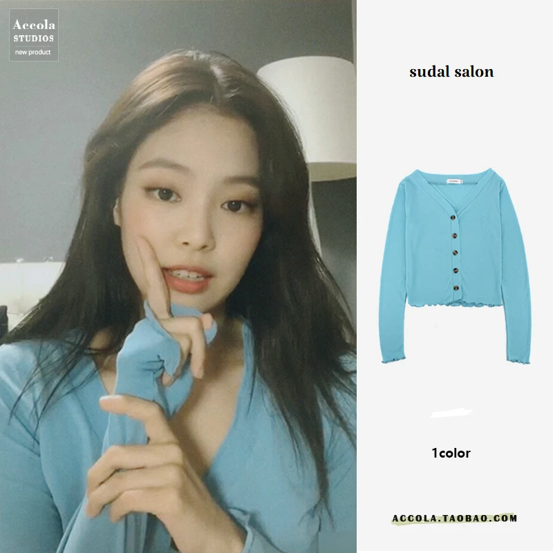 

Дженни Jin Zhini же v-образным вырезом щипцы для Slim Fit BM Стиль футболки Тонкий свитер с пышным рукавом норковая шуба для женщин; Сезон весна