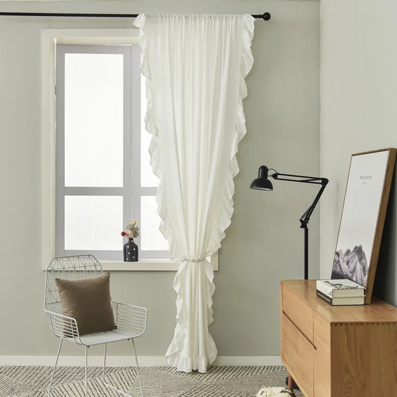 

Modern and Simple French Romantic Ruffled American Country Cotton White Light Luxury Curtains Curtains for Living Dining Room