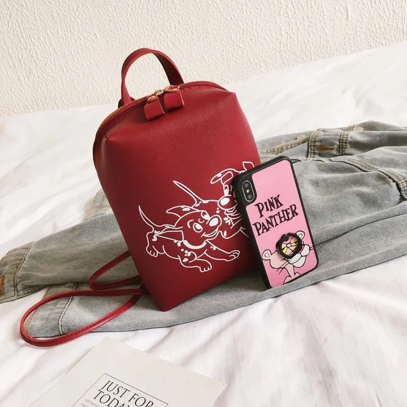 2018 новый тренд Новый PU Рюкзак модная повседневная женская сумка с принтом щенка