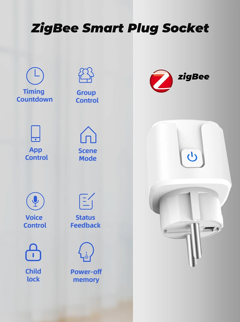 

Смарт-розетка Tuya Zigbee с поддержкой Google/Alexa