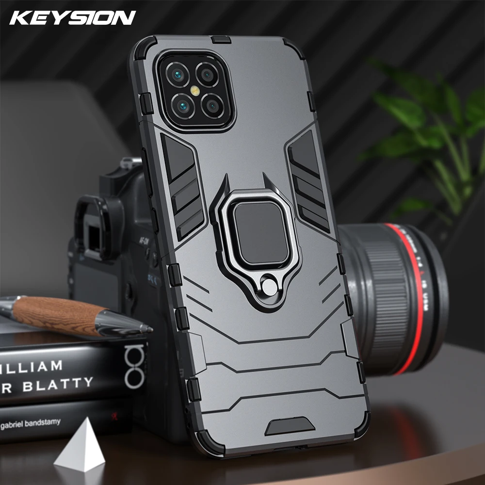 

KEYSION Shockproof Armor Case for Huawei Nova 8 SE 5G Ring Stand Silicone Phone Back Cover for Huawei Nova 7 Pro 7 SE 6 SE 4G