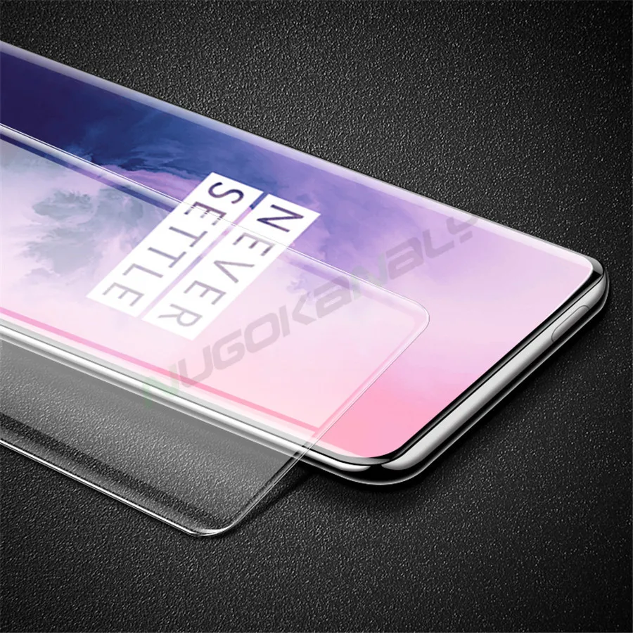 Полное клеевое нано жидкое УФ закаленное стекло для Oneplus 7 7T Pro УФ жидкое Защитное стекло для One Plus 7 7T Pro изогнутая стеклянная пленка