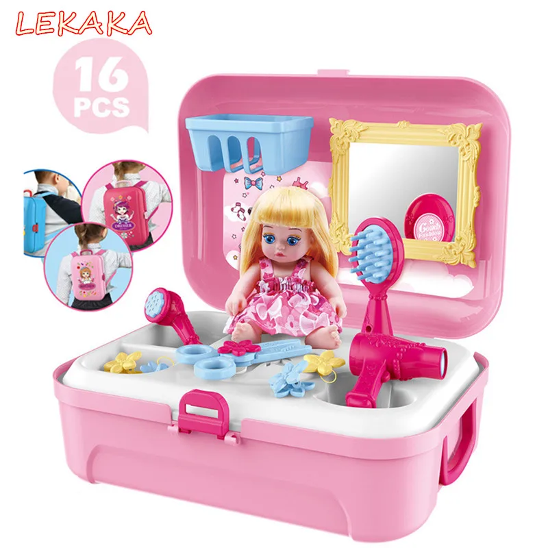 2019 детская имитация Туалетный Набор Косметика игрушки для макияжа рюкзак