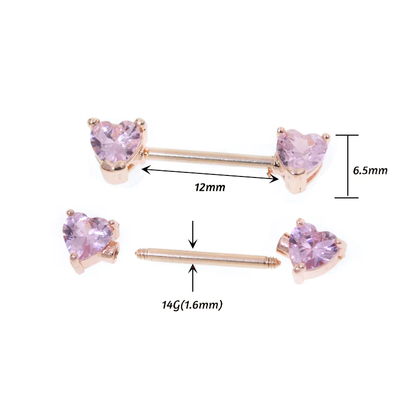 Кольцо для сосков женское розовое с кристаллами 2 шт.|piercing mamilo|body jewelrynipple ring |