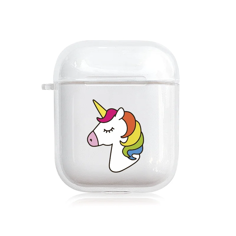 A2 Милый рисунок единорога прозрачные чехлы для Apple AirPods 2 крышка зарядки Air Pods прозрачный мягкий силиконовый защитный AirPods2 Fundas - Цвет: A2