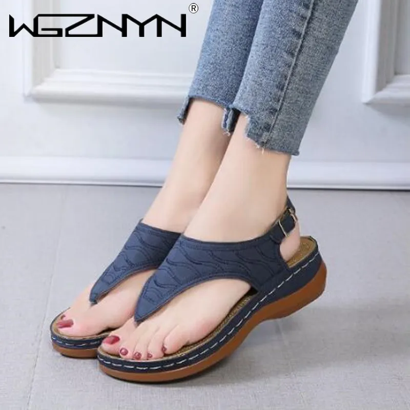 

Женские сандалии на танкетке, повседневные пляжные туфли в римском стиле с пряжкой и клипсой, Размеры 35-43, для лета, 2021