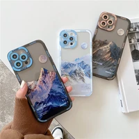 snow mountain painting phone case for iphone 13 12 11 pro max x xr xs max 7 8 plus soft back cover