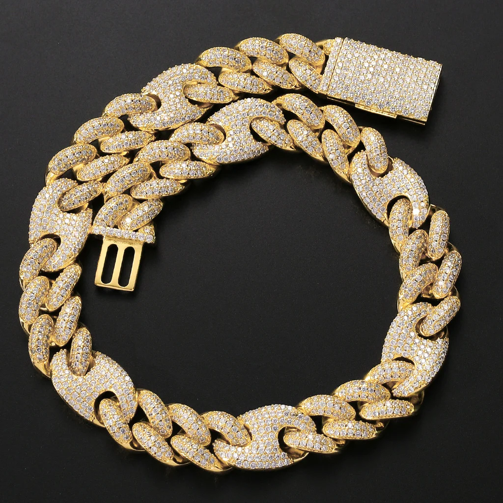 

Ожерелье 20 мм, Свинья нос, замок Майами, кубинская цепь 3:1, цирконий, хип-хоп, мужское ожерелье, ювелирные изделия