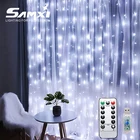 Рождественская светодиодсветильник Гирлянда для занавесок, праздничный шнурок с лампочками для украшения свадебной комнаты, Новогодние аксессуары, гирлянда