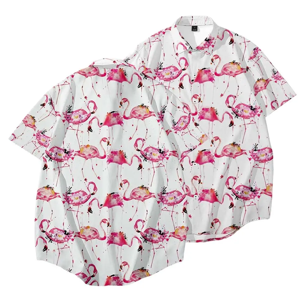 Гавайская рубашка с коротким рукавом уличная одежда в стиле хип-хоп принтом