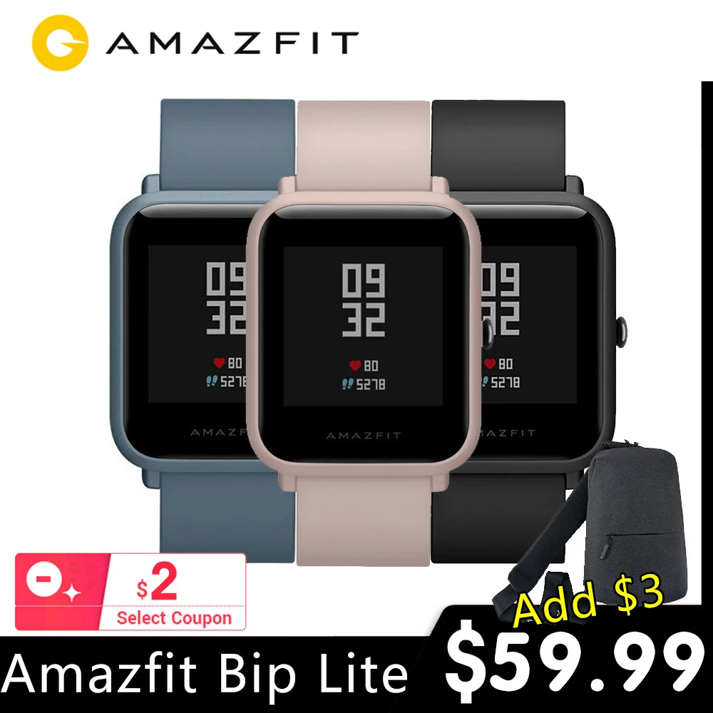 Amazfit Bip Lite Смарт часы 45 дней Срок службы батареи 3ATM в соответствии со стандартом