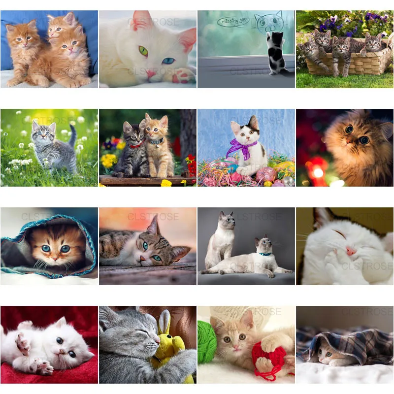 

5D Diy Diamond Painting Denim Sleeve Inside The Little Cat Home Wall Decoration Sticker Diamond Embroidered Square Diamond